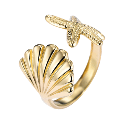 Bague coquillage et étoile de mer dorée - VAIANA