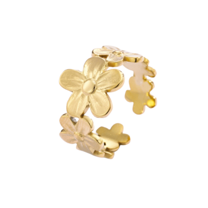 Bague farandole de fleurs dorée - SPRING